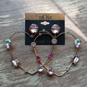 nOir Jewelry Gold and Pink Geometric Earrings